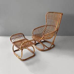 Poltrona e pouf B4 di Tito Agnoli per Bonacina, 1950 ca.