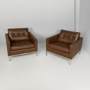 Poltrone in pelle di Florence Knoll per Knoll International, 1970 ca.