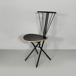 Sedia in legno e metallo nero, 1980 ca.