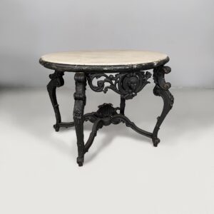 Tavolo da caffè in legno e marmo, fine 1800 ca.